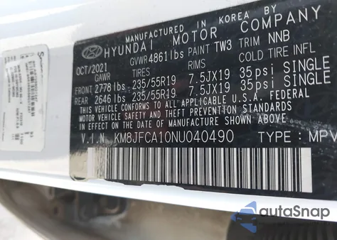 2022 Hyundai Tucson Hybrid Sel Convenience from USA, damaged, VIN KM8JFCA10NU040490